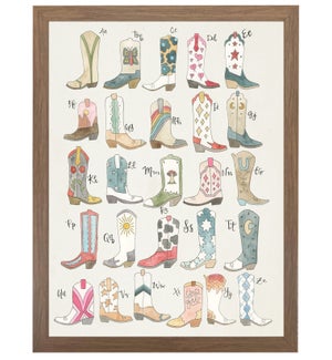 Watercolor Western Boot ABC art