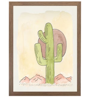 Watercolor western scene with cactus