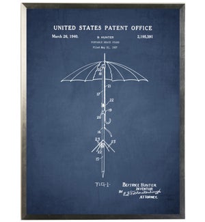 Beach Umbrella patent on navy background