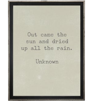 Out came the sun…Anonymous quote