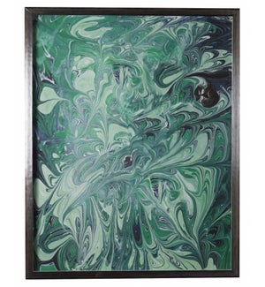 Navy and Green Swirled Marbled art