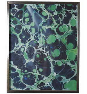 Navy and Green B Marbled art
