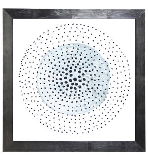 Grey/blue and black polka dotted circle