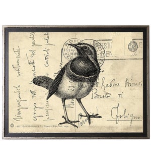 Bird Four on calligraphy postcard background