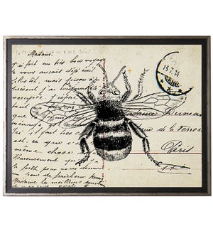 Bumblebee on calligraphy postcard background