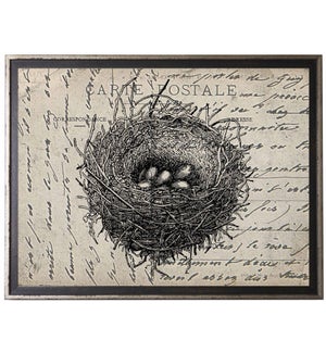 Bird's Nest on calligraphy postcard background