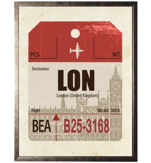 London Travel Ticket on distressed background