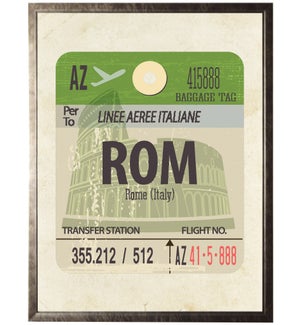 Rome Travel Ticket on distressed background