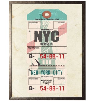 New York City travel ticket on distressed background