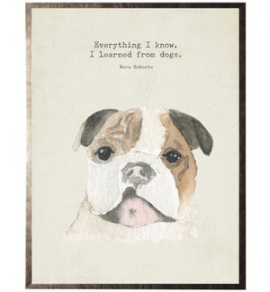 Watercolor brown Bulldog with animal quote
