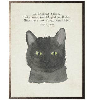Watercolor black cat with animal quote