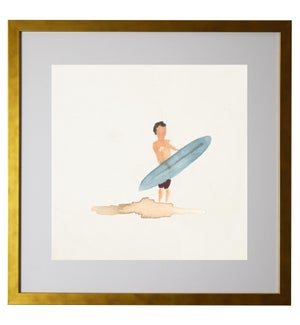 Watercolor surfer, matted