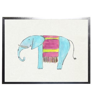 Watercolor Turquoise and Pink Elephant