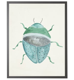 Watercolor grey/blue/green beetle