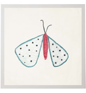 Watercolor grey and blue polka dot moth