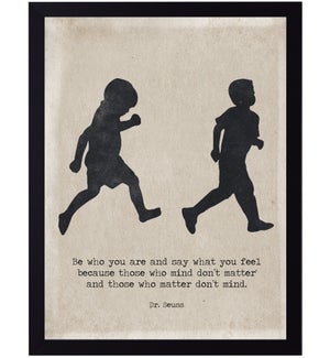 Dr. Seuss don't mind quote on two boys running silhouette