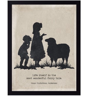 Hans Christian Anderson quote on children with sheep silhouette