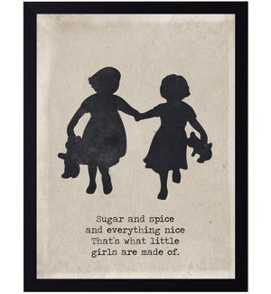 Sugar and spice quote on girls with teddy bears silhouette
