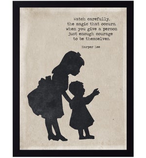 Harper Lee magic quote on girl with baby silhouette