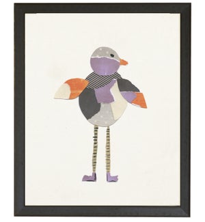 Torn paper bird with round belly