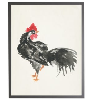 Watercolor black rooster