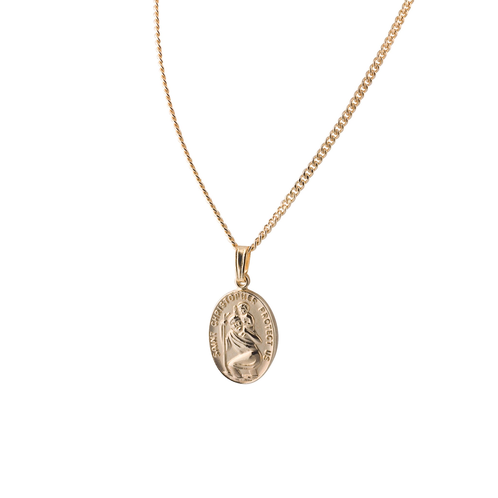 14KT White Gold St Christopher Medal Pendant Necklace 15mm – LSJ