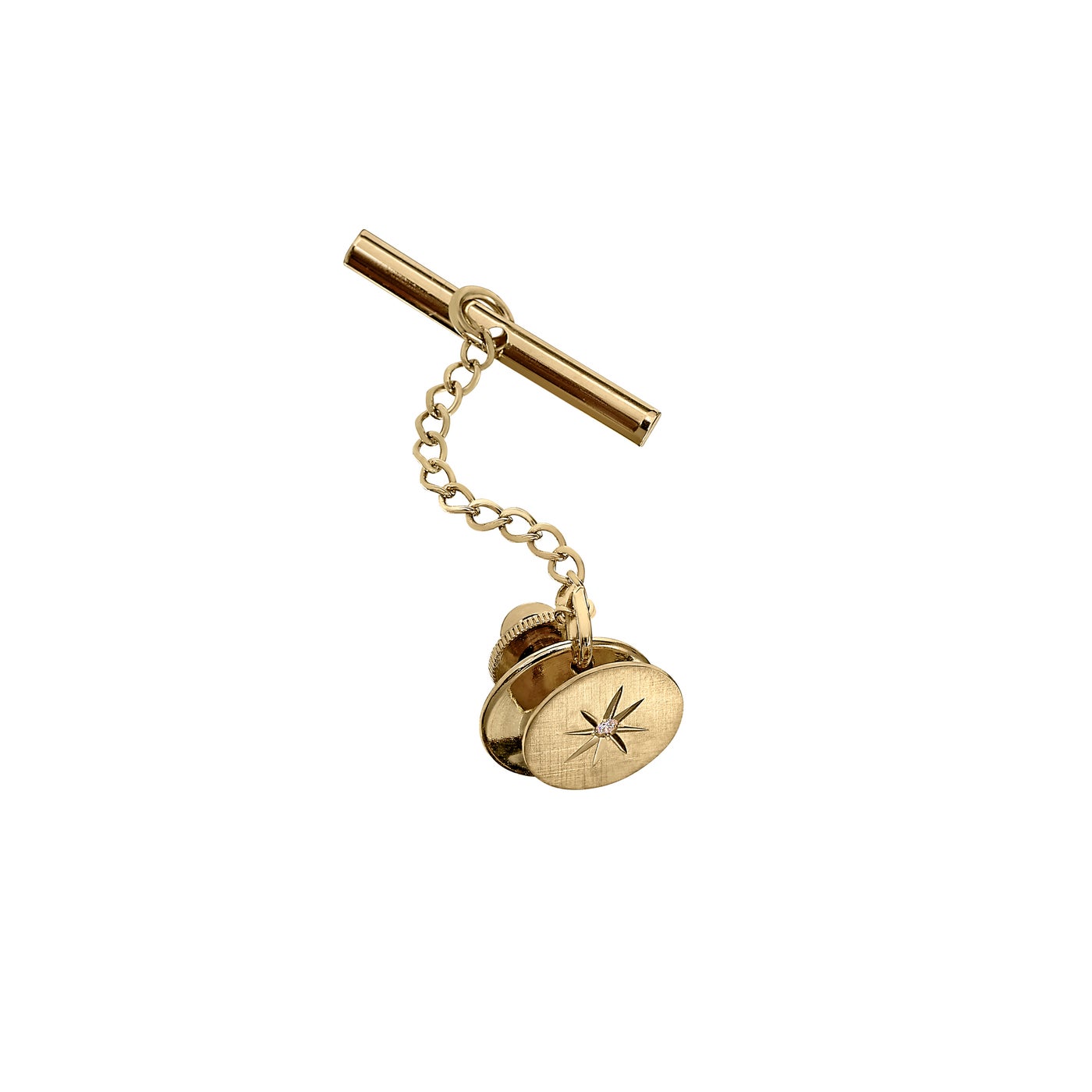 Golden tie pin with chain
