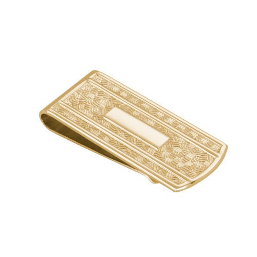 Kelly Waters Gold Plated Masonic Polished & Textured Engraveable Money Clip 