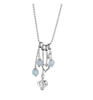 Blue Topaz Clef Note and Heart Pendant