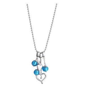 Sky Blue Murano Glass Puffed and Open Hearts Pendant