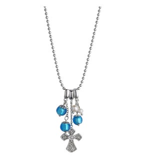 Sky Blue Murano Glass Cross Pendant