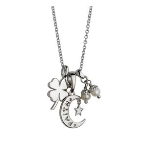 Four Leaf Clover with Faith pendant