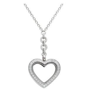 Small Heart White Topaz Locket With Chain