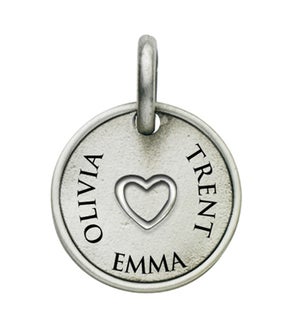 Engravable Round With Inner Heart Charm
