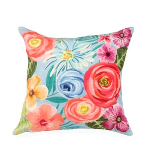 Liora Manne Illusions Flower Garden Indoor/Outdoor Pillow Aqua