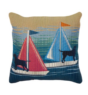 Liora Manne Marina See Spot Sail Indoor/Outdoor Pillow Blue