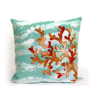Liora Manne Visions III Coral Wave Indoor/Outdoor Pillow Aqua
