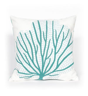 Liora Manne Visions III Coral Fan Indoor/Outdoor Pillow Aqua