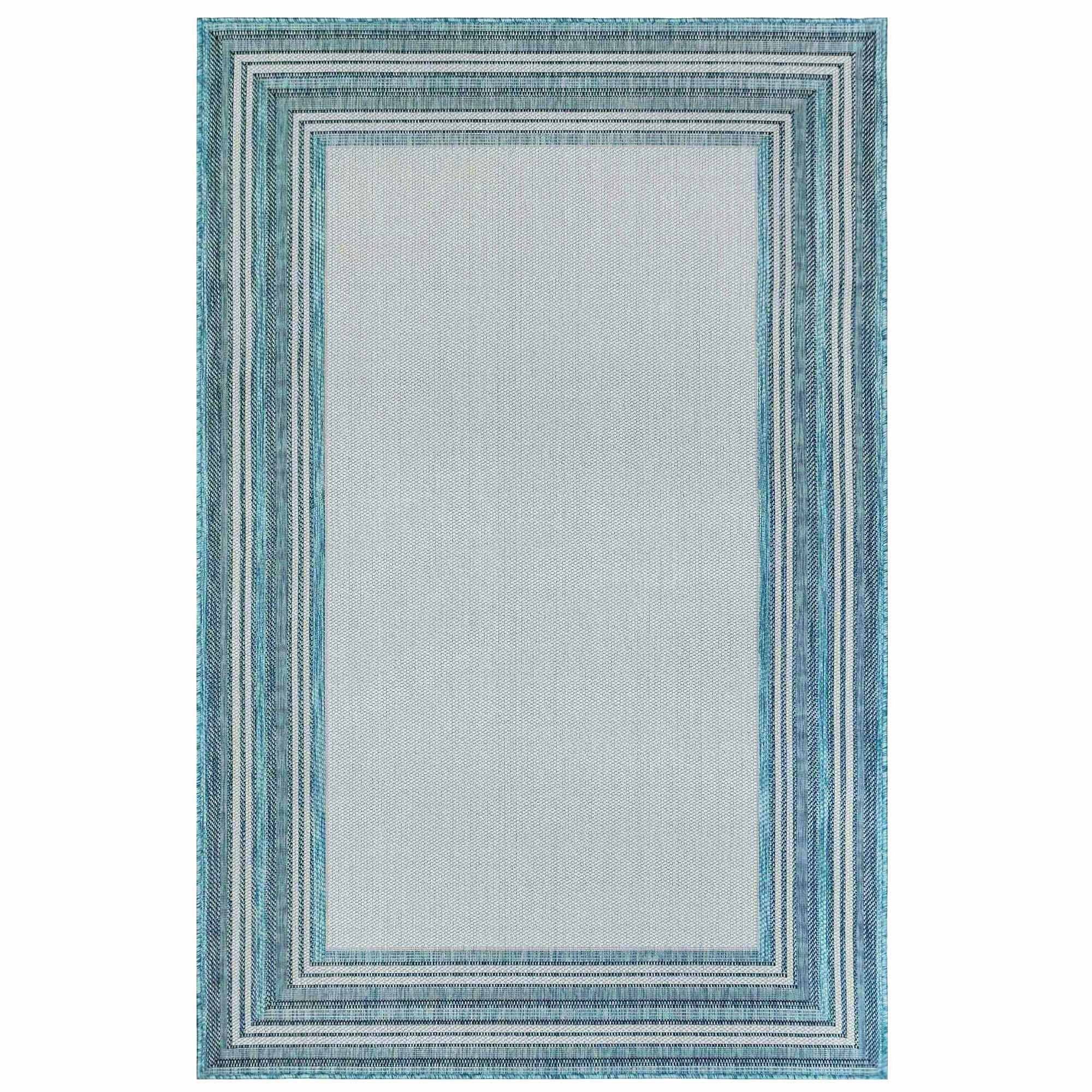 Liora Manne Carmel Multi Border Indoor/Outdoor Rug Aqua - all rugs