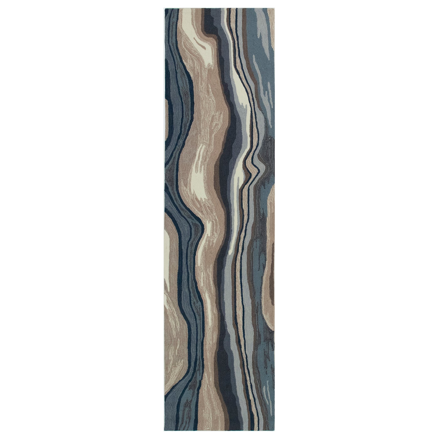 2' X 8' Blue and Gray Striped Indoor Outdoor Area Rug 2' X 8' Blue and Gray Striped Indoor Outdoor Area Rug