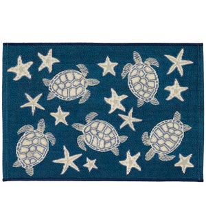Liora Manne Esencia Turtle And Stars Indoor/Outdoor Mat Navy