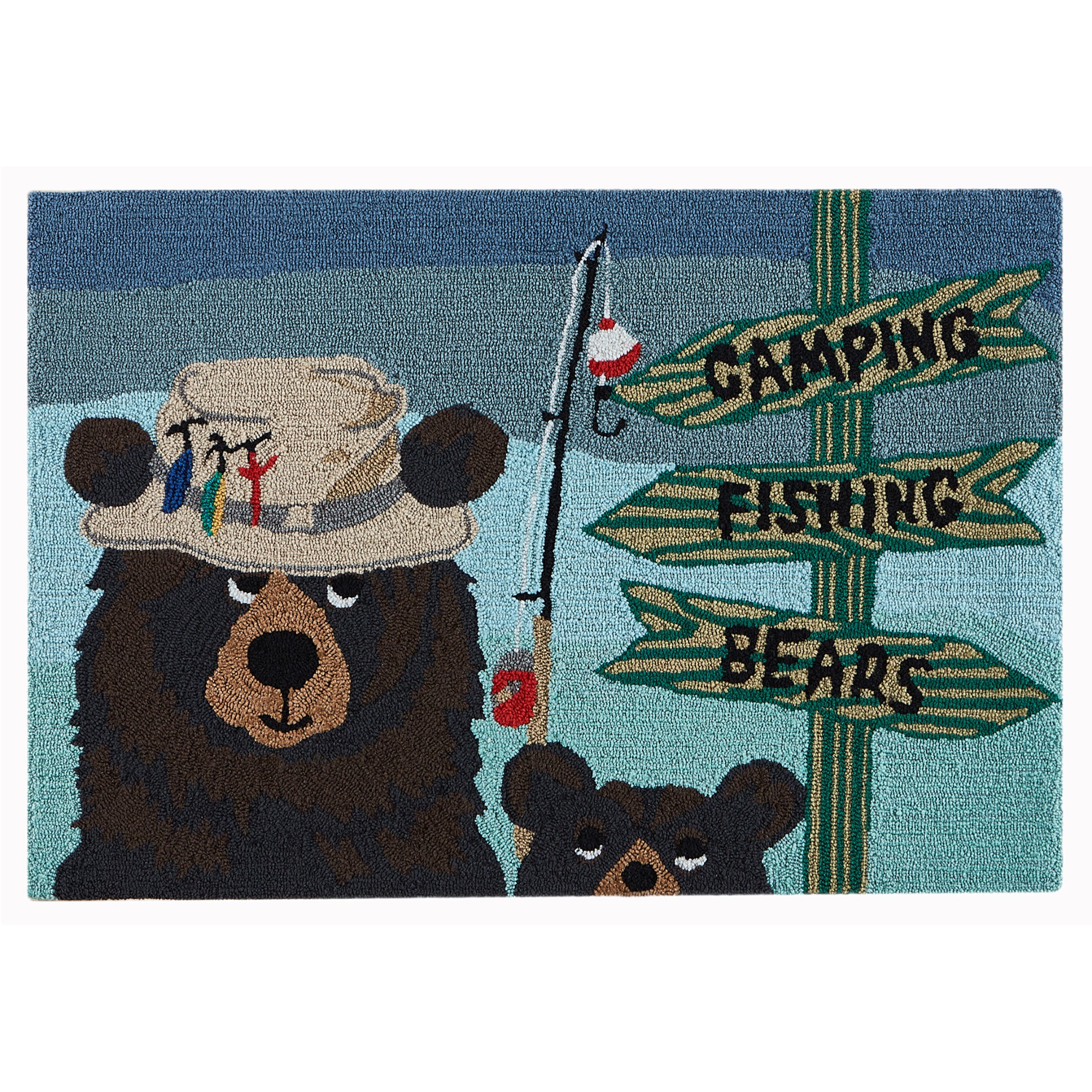 Liora Manne Frontporch Fishing Bears Indoor/Outdoor Rug Green - lodge ...