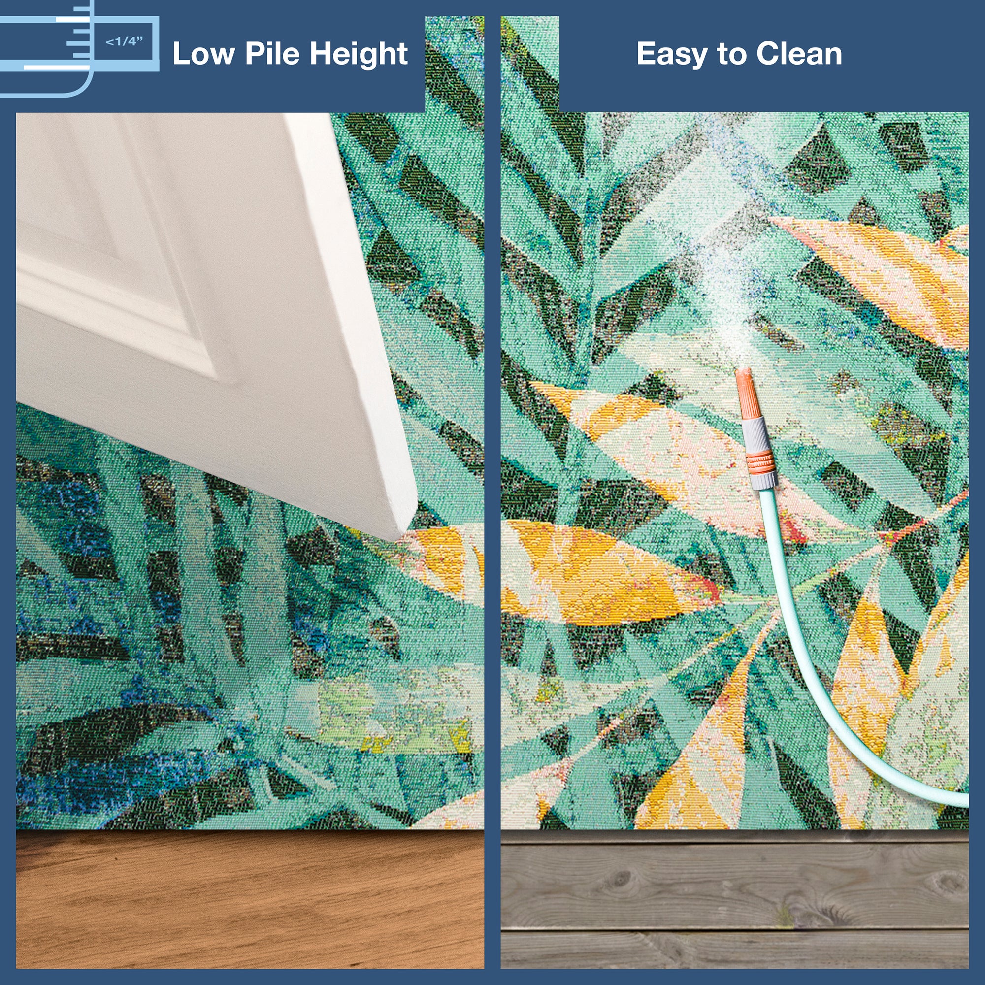 Liora Manne Marina Leaves Indoor/Outdoor Rug Blue - marina | Trans