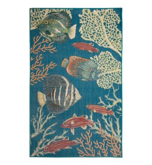 Liora Manne Patio Fish Indoor/Outdoor Rug Turquoise