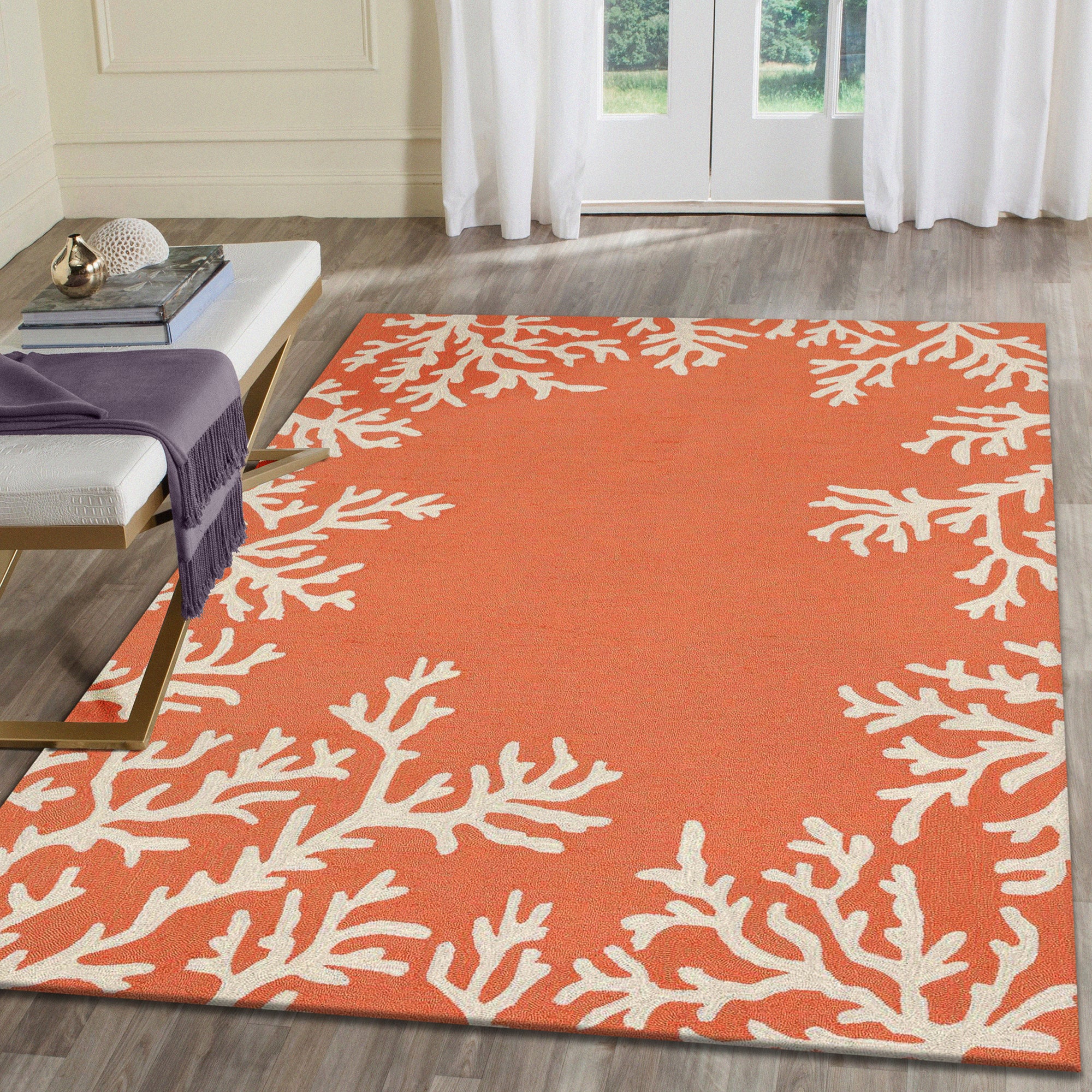 Liora Manne Capri Coral Border Indoor/Outdoor Rug Coral - all rugs