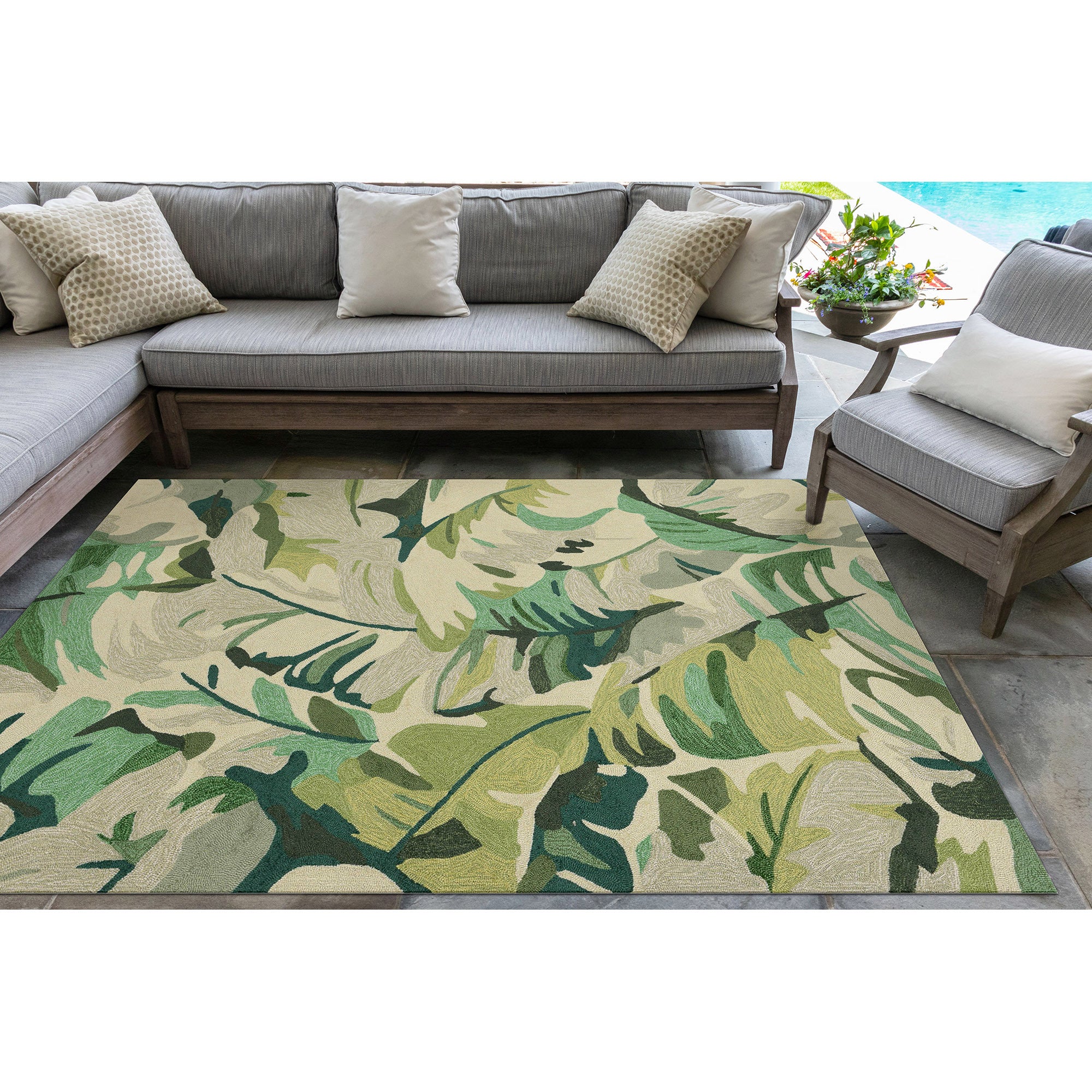 Liora Manne Capri Palm Leaf Indoor/Outdoor Rug Green 7'6