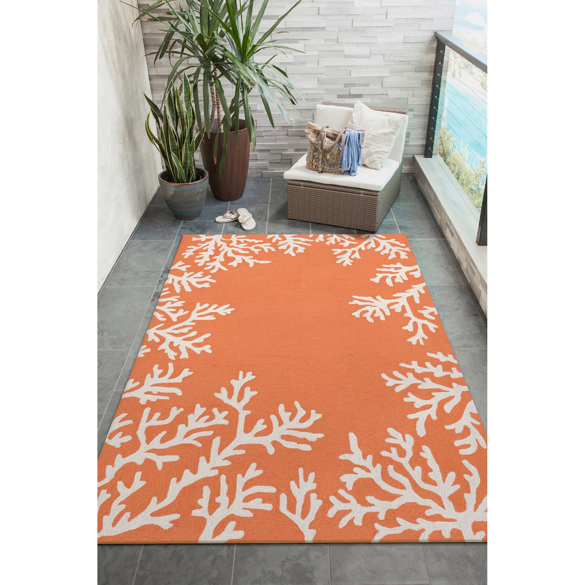 Liora Manne Capri Coral Border Indoor/Outdoor Rug Coral - all rugs