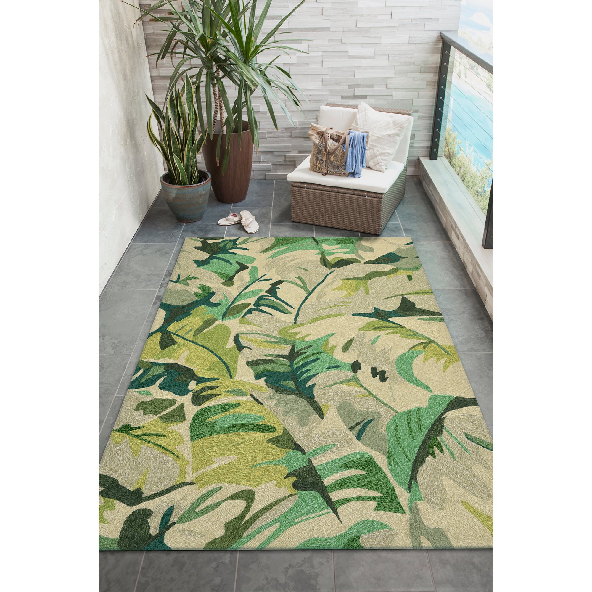 Liora Manne Capri Palm Leaf Indoor/Outdoor Rug Green 7'6