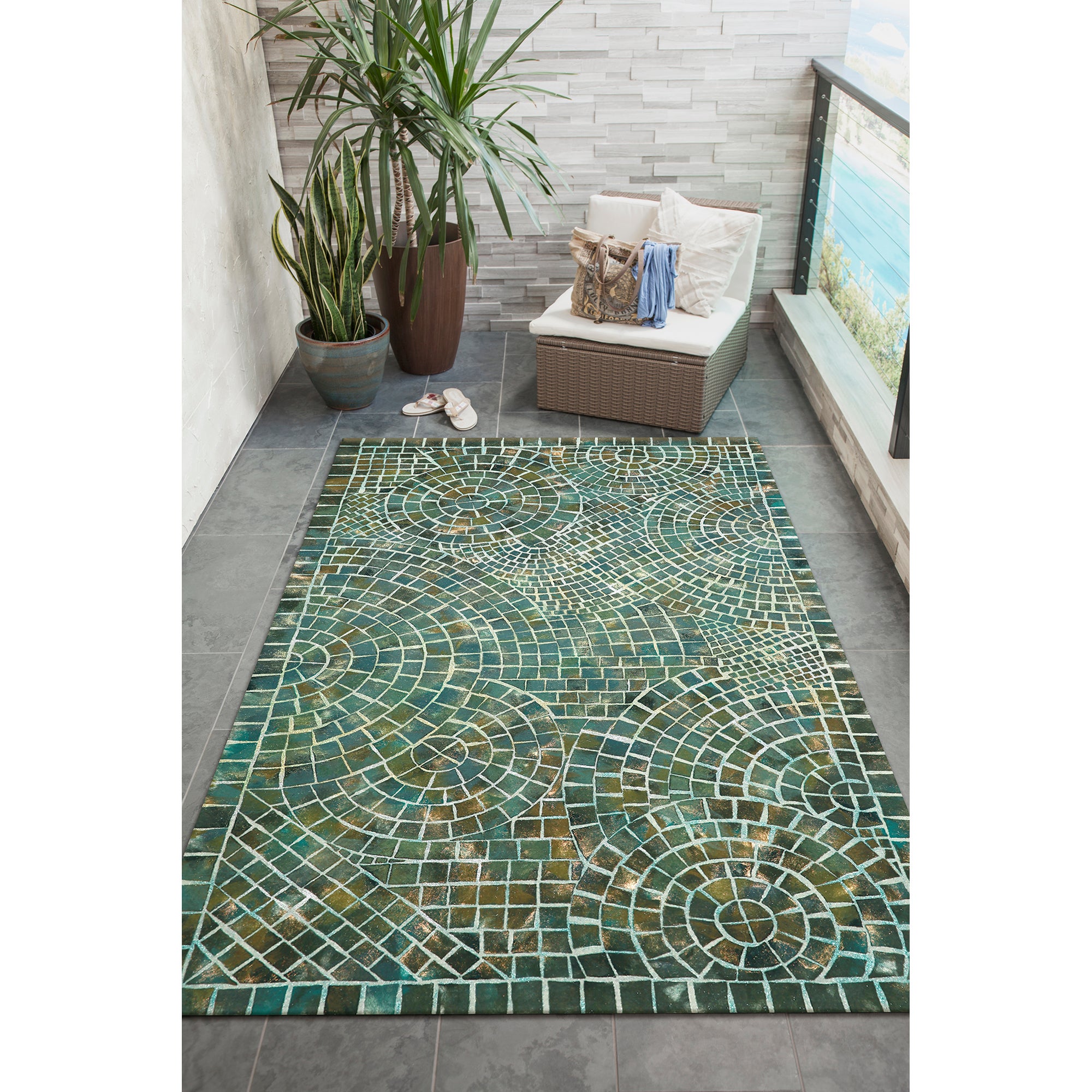 Liora Manne Visions V Arch Tile Indoor/Outdoor Rug Lapis