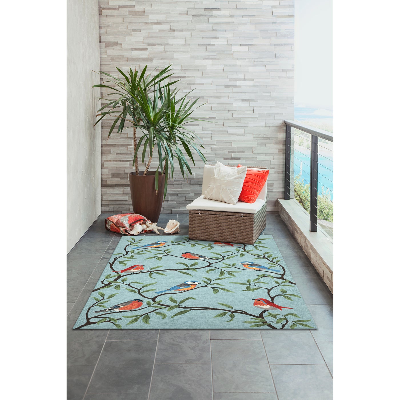 Bird Border Hand Hooked Indoor Outdoor Mats by Liora Manne